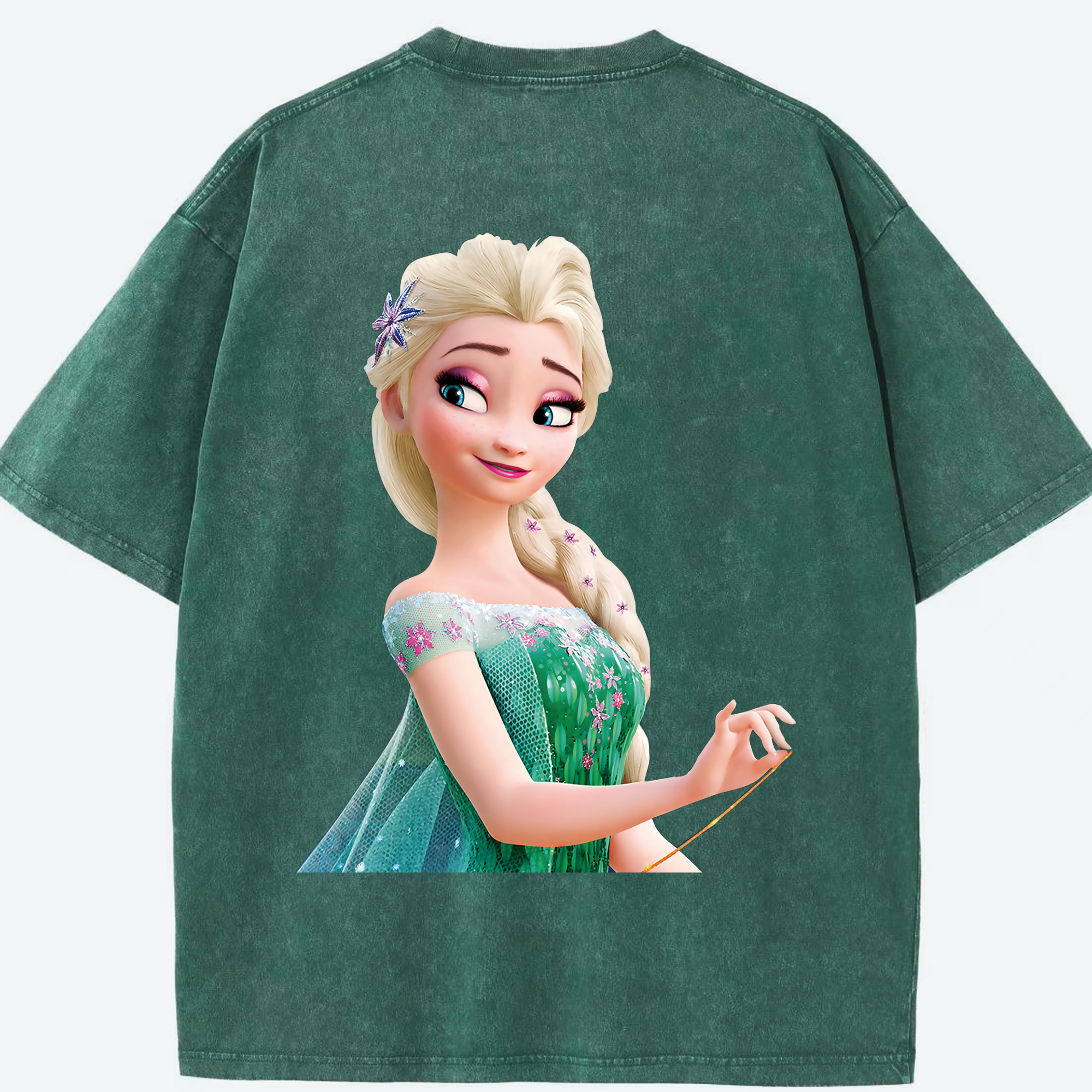 （画像用） アナと雪の女王 アンナ エルサ Frozen Anna Elsa 綿100% ヴィンテージ風 半袖Tシャツ（背面プリント）